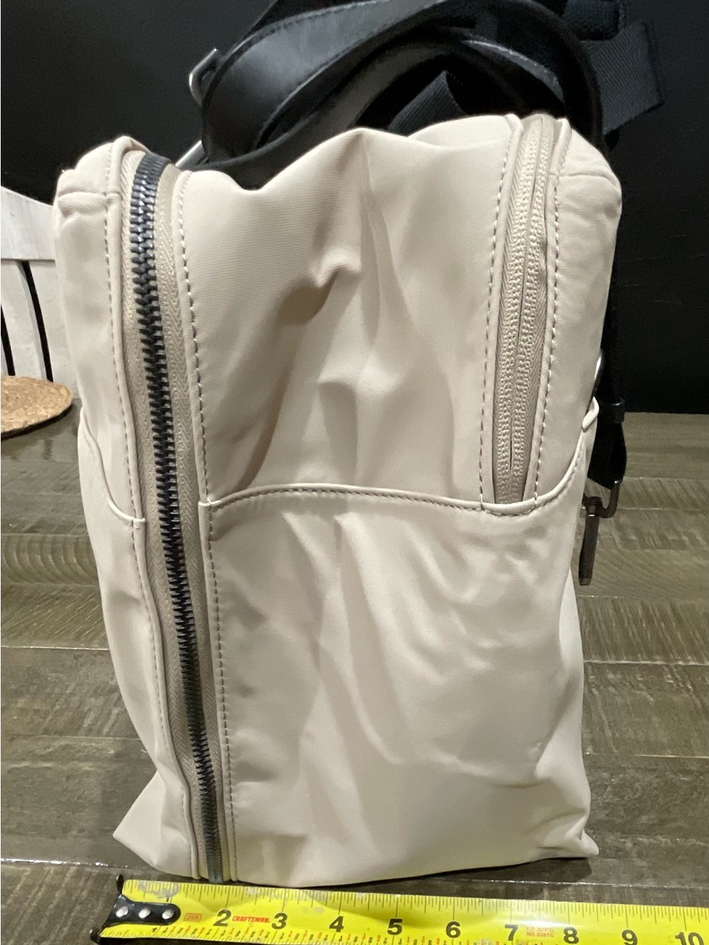 Away Cream Tote Bag with Black Handles and Detachable Strap - Picture 12 of 15